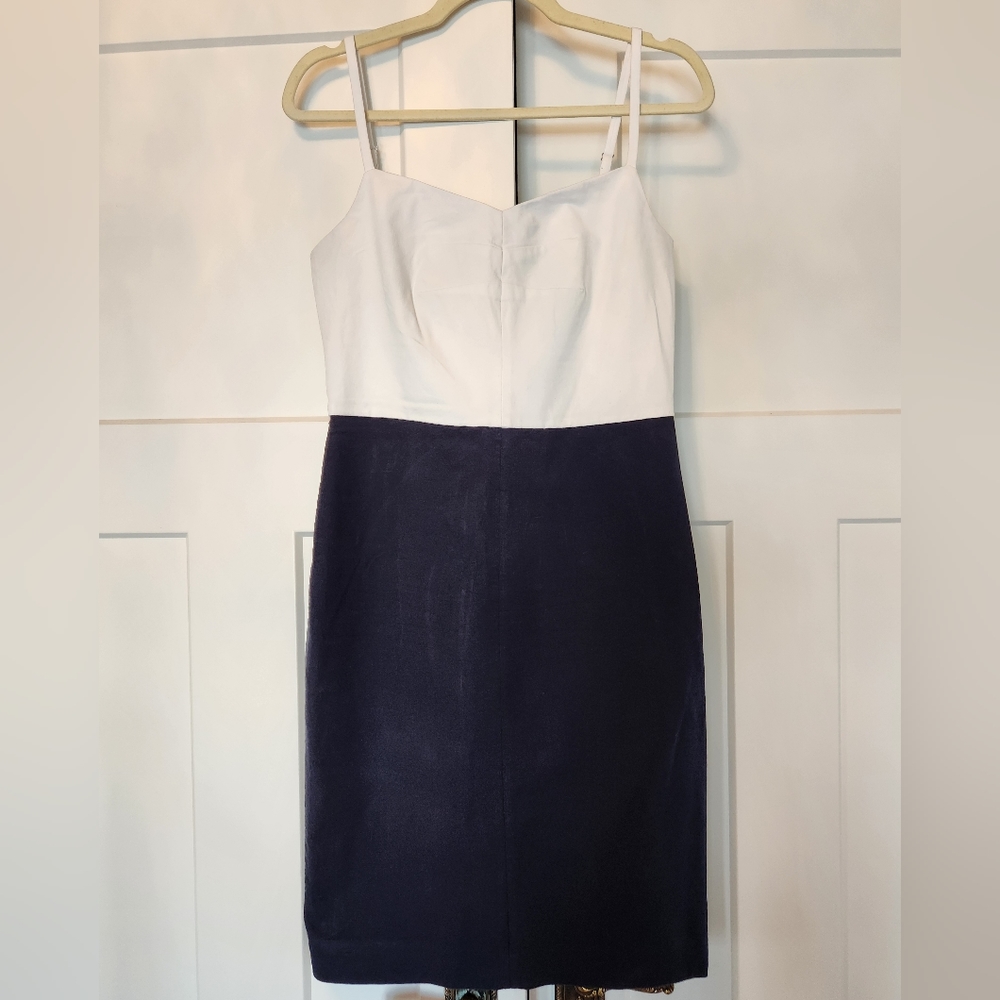 Banana Republic Woman's Dress sz 6 Blue White Sheath Work Business Preppy casual